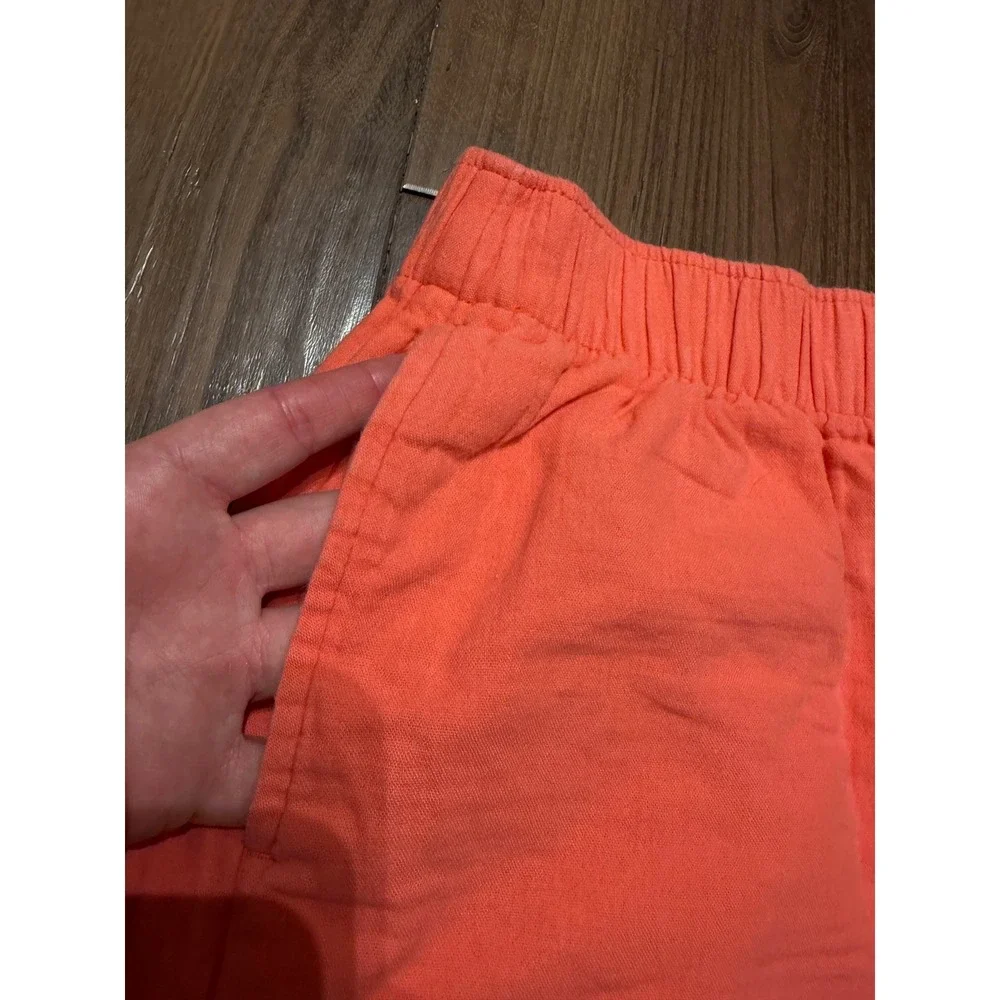 Old Navy Coral Orange Cotton Gauze Elastic Waist Dolphin Shorts Women